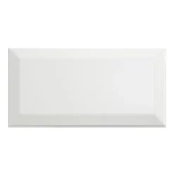 10x20cm gloss white metro tile with a beveled edge.