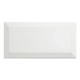 10x20cm gloss white metro tile with a beveled edge.