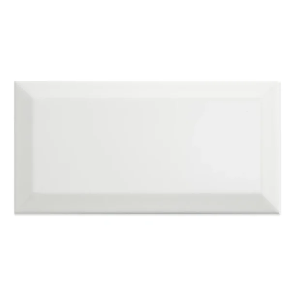 10x20cm gloss white metro tile with a beveled edge.