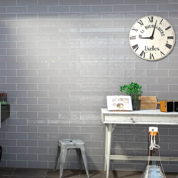 bulevar grey wall tile in gloss 100x300mm