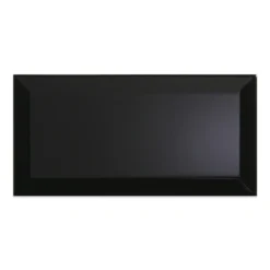 metro black gloss tile in a 10x20cm with a beveled edge