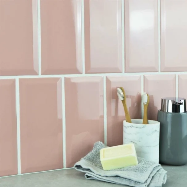 metro pink wall tiles in 100x300mm, gloss finish