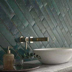 Rustic blue ceramic wall tile in 75x300mm