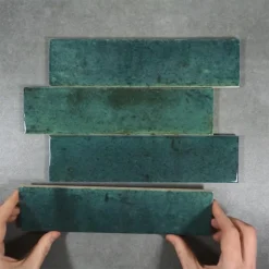 Rustic green subway tile in 75x300
