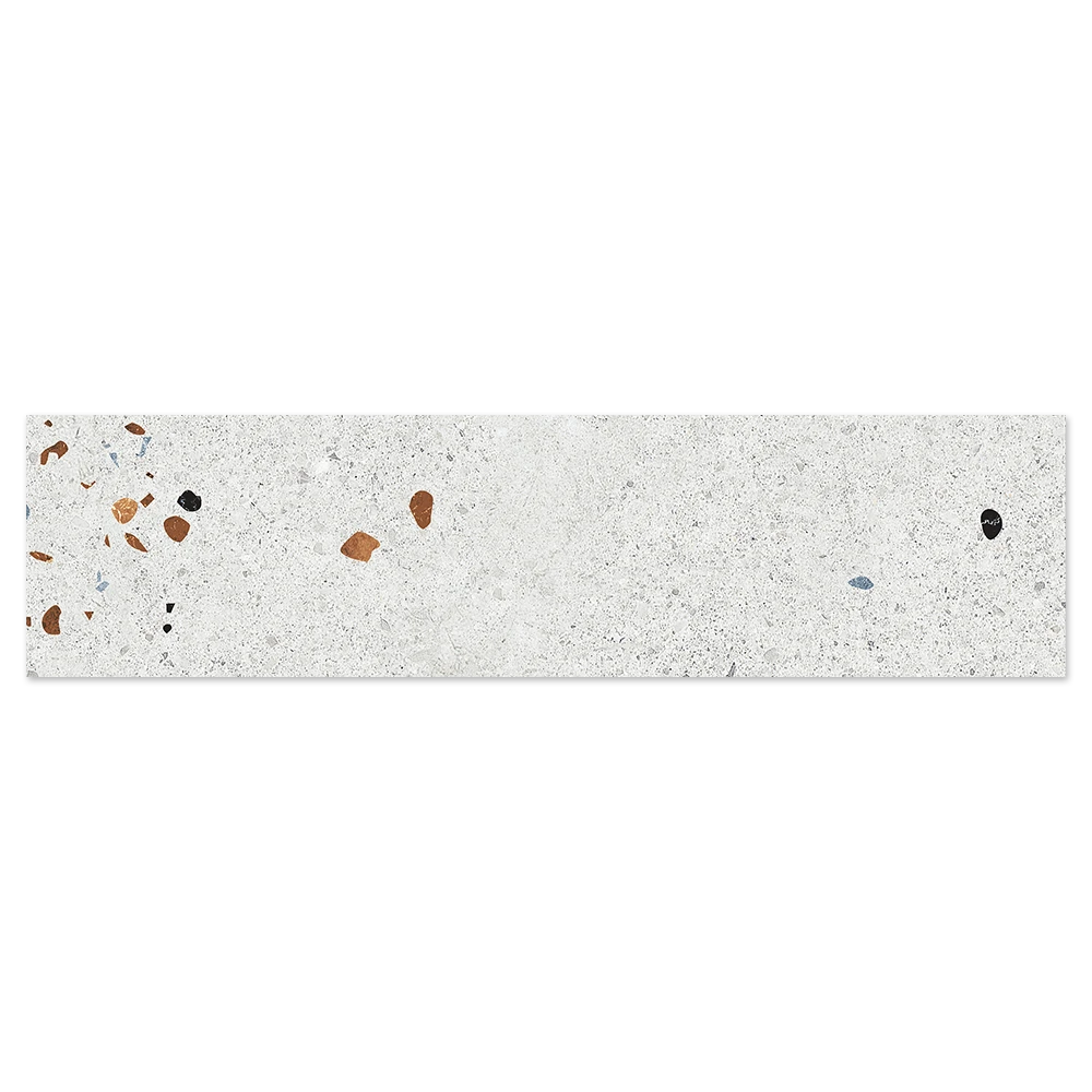 single tile image of terrazzo grey 75x300mm wall tile.