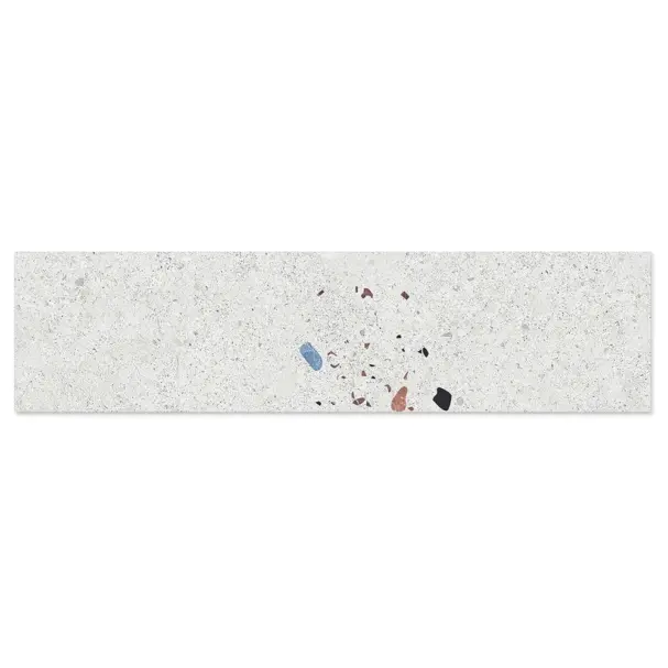 single tile image of terrazzo grey 75x300mm wall tile.