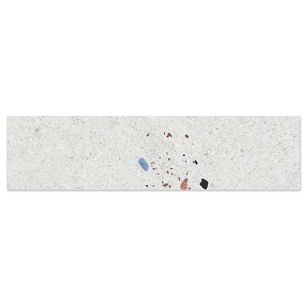single tile image of terrazzo grey 75x300mm wall tile.