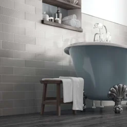 Gradient grey pattern wall tile in gloss finish in 75x300mm